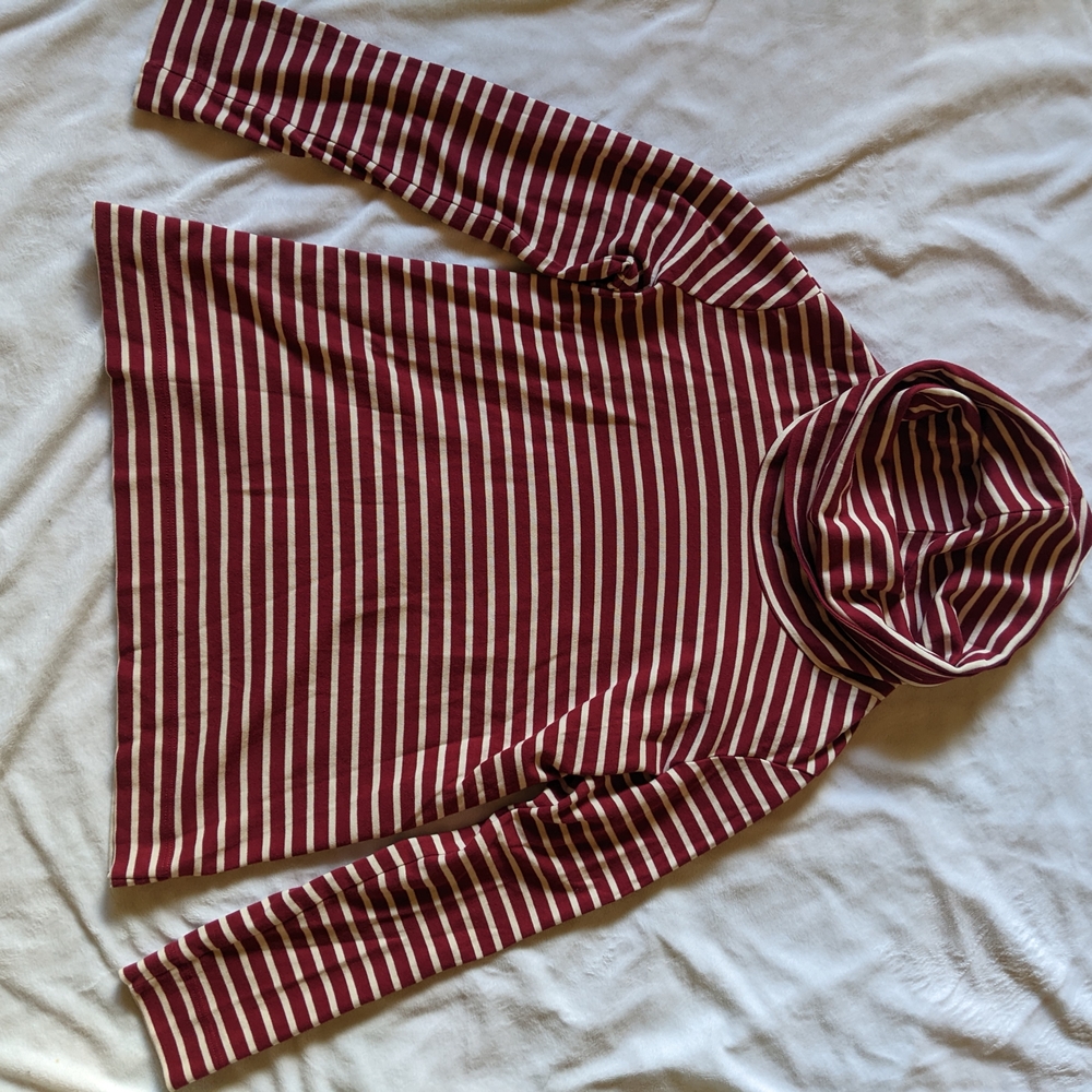 Striped Red and White Turtleneck Top